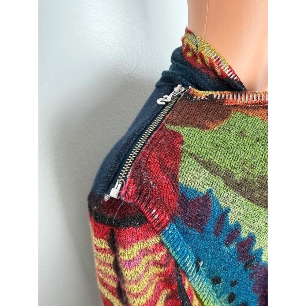 Desigual Rhinestone-Embellished Art Print Wrap Cardigan Sweater Metallic - Picture 7 of 12